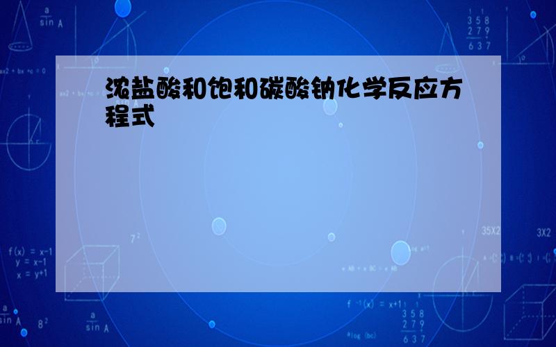 浓盐酸和饱和碳酸钠化学反应方程式