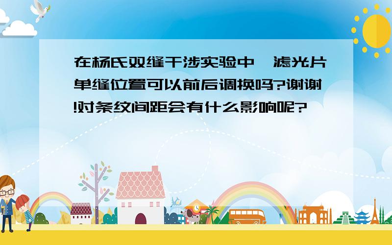 在杨氏双缝干涉实验中,滤光片单缝位置可以前后调换吗?谢谢!对条纹间距会有什么影响呢?