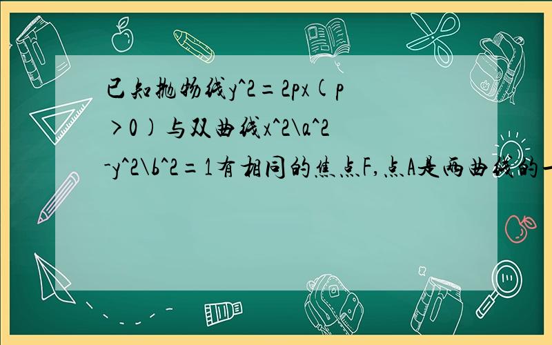 已知抛物线y^2=2px(p>0)与双曲线x^2\a^2-y^2\b^2=1有相同的焦点F,点A是两曲线的一个交点,AF垂直x轴,若直线L是双曲线的一条渐近线,则直线L的倾斜角所在区间?