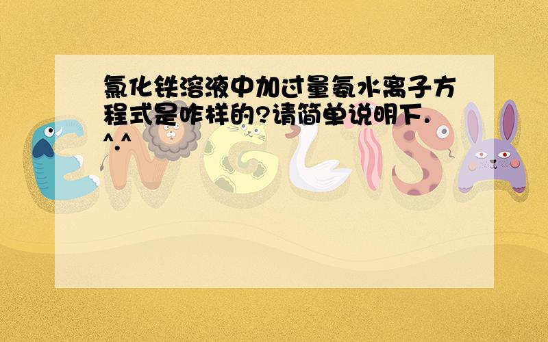 氯化铁溶液中加过量氨水离子方程式是咋样的?请简单说明下.^.^