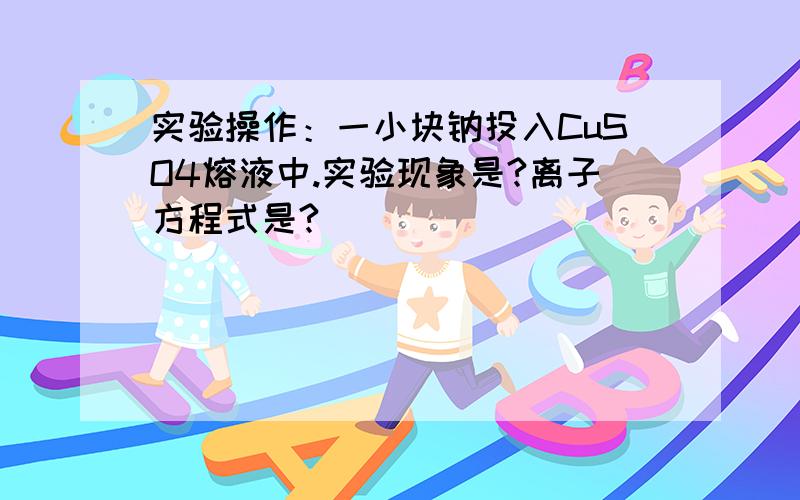 实验操作：一小块钠投入CuSO4熔液中.实验现象是?离子方程式是?