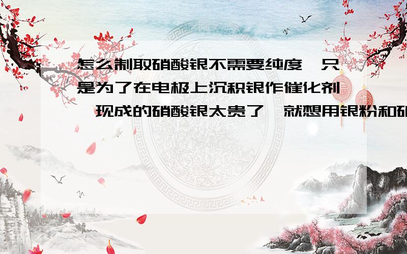 怎么制取硝酸银不需要纯度,只是为了在电极上沉积银作催化剂,现成的硝酸银太贵了,就想用银粉和硝酸做点出来,请问具体怎么操作