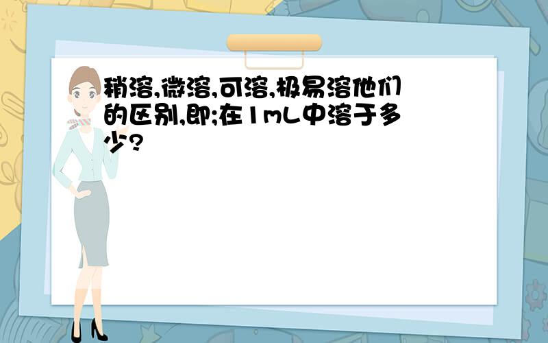 稍溶,微溶,可溶,极易溶他们的区别,即;在1mL中溶于多少?