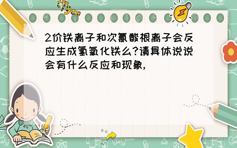 2价铁离子和次氯酸根离子会反应生成氢氧化铁么?请具体说说会有什么反应和现象,