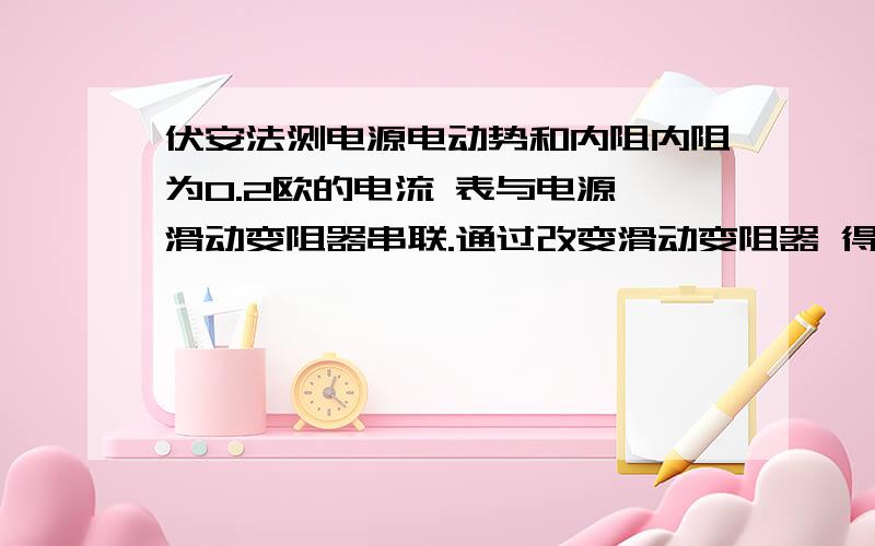 伏安法测电源电动势和内阻内阻为0.2欧的电流 表与电源 滑动变阻器串联.通过改变滑动变阻器 得到一系列数据.用描点法作图.纵坐标的单位是1/I ,横坐标的单位是R变.请问该直线的截距,请说