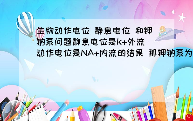 生物动作电位 静息电位 和钾钠泵问题静息电位是K+外流 动作电位是NA+内流的结果 那钾钠泵为什么要泵入2k+ 泵出3Na+?还有钾钠泵的作用是什么 什么叫做追寻全或无?