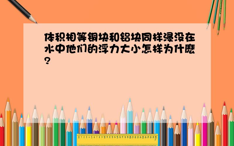 体积相等铜块和铝块同样浸没在水中他们的浮力大小怎样为什麽?