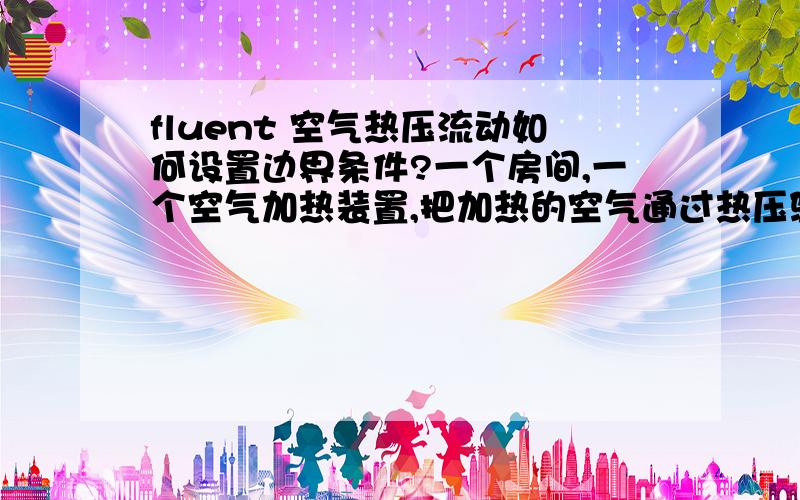 fluent 空气热压流动如何设置边界条件?一个房间,一个空气加热装置,把加热的空气通过热压驱动排出室外,那进出口的边界条件在GAMBIT里面如何选取?