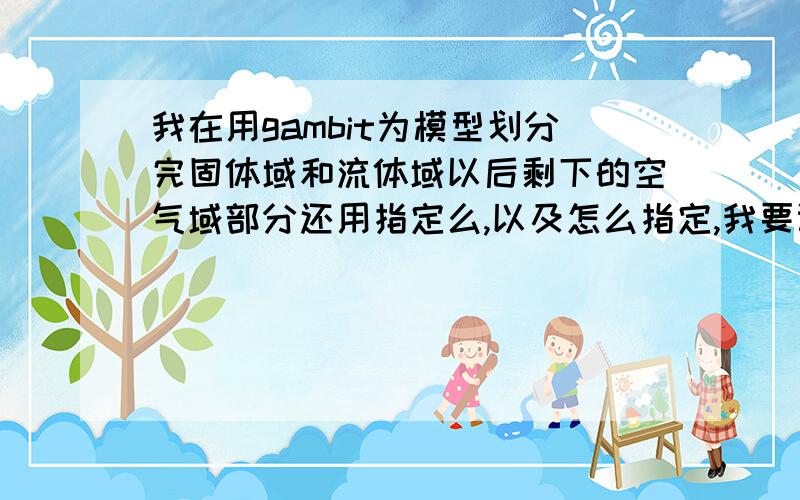 我在用gambit为模型划分完固体域和流体域以后剩下的空气域部分还用指定么,以及怎么指定,我要计算换热.