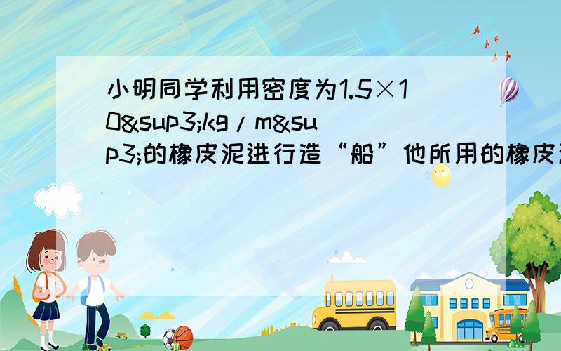 小明同学利用密度为1.5×10³kg/m³的橡皮泥进行造“船”他所用的橡皮泥的体积为20cm³造成的小船最大排水体积为100cm³；求：他所造的小船所受的最大浮力?（g取10N/kg）