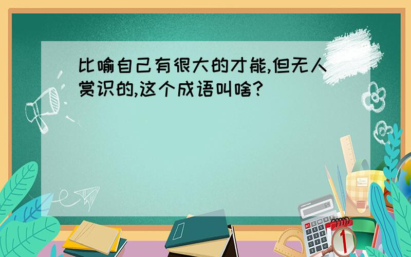 比喻自己有很大的才能,但无人赏识的,这个成语叫啥?