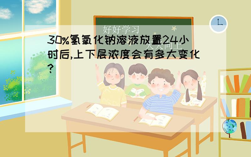 30%氢氧化钠溶液放置24小时后,上下层浓度会有多大变化?