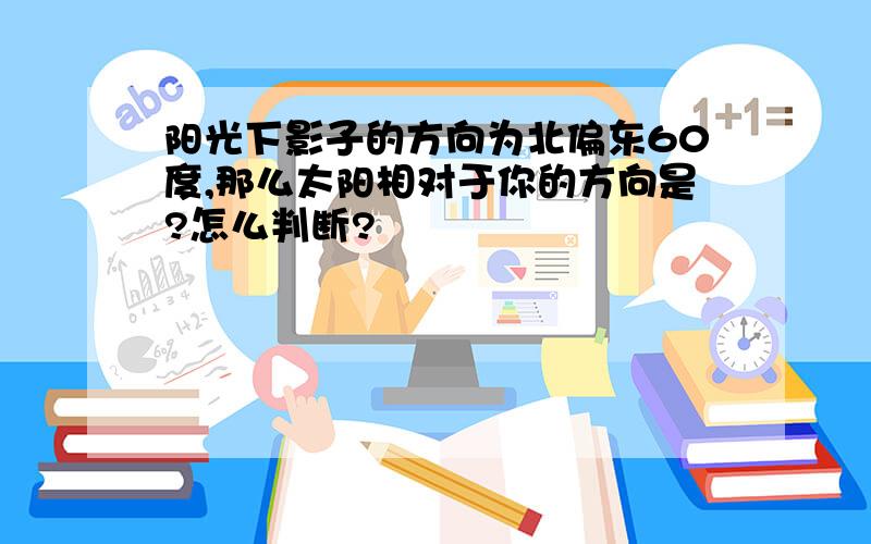 阳光下影子的方向为北偏东60度,那么太阳相对于你的方向是?怎么判断?