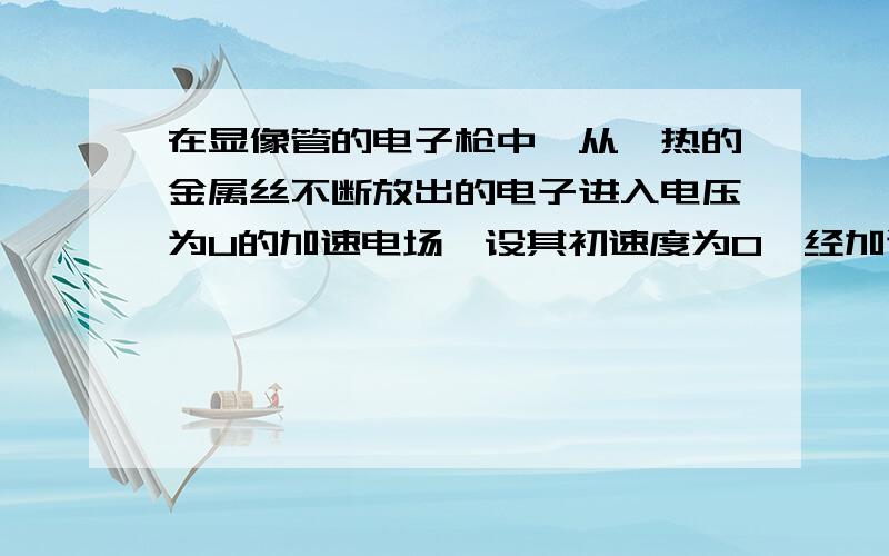 在显像管的电子枪中,从炽热的金属丝不断放出的电子进入电压为U的加速电场,设其初速度为0,经加速后形成横截面积为S,电流为I的电子束.已知电子的电量为e,质量为m,则在刚射出加速电场时,