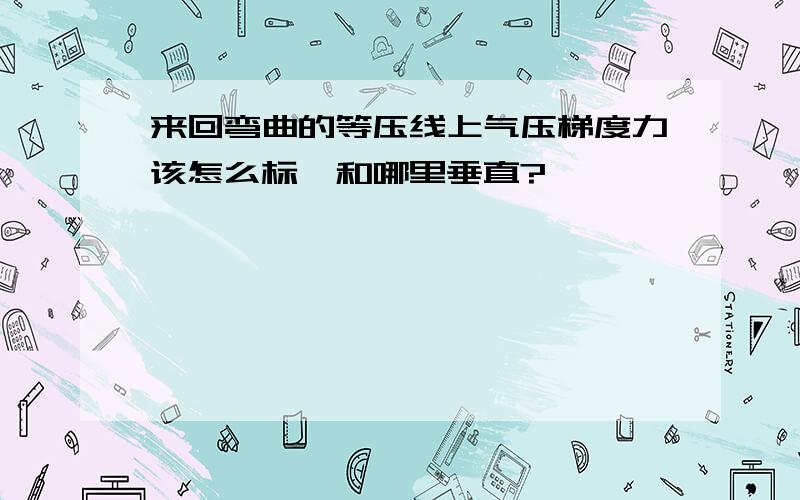 来回弯曲的等压线上气压梯度力该怎么标,和哪里垂直?