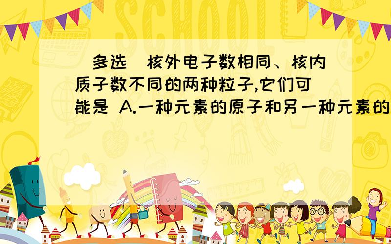 （多选）核外电子数相同、核内质子数不同的两种粒子,它们可能是 A.一种元素的原子和另一种元素的离子 B.（多选）核外电子数相同、核内质子数不同的两种粒子，它们可能是A.一种元素的