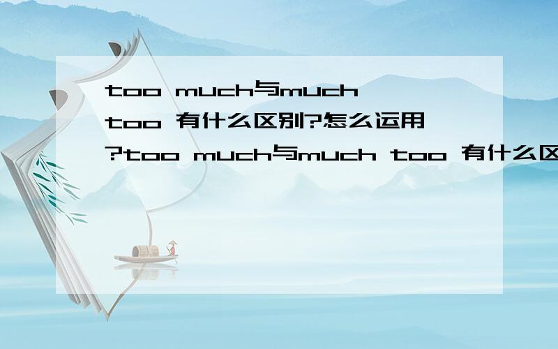 too much与much too 有什么区别?怎么运用?too much与much too 有什么区别?怎么运用?