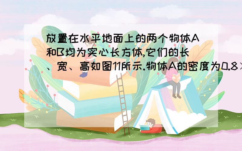 放置在水平地面上的两个物体A和B均为实心长方体,它们的长、宽、高如图11所示.物体A的密度为0.8×103千克/米3,物体B的质量为8千克.求：物体B所受重力的大小；,为什么我算的和答案上的不一