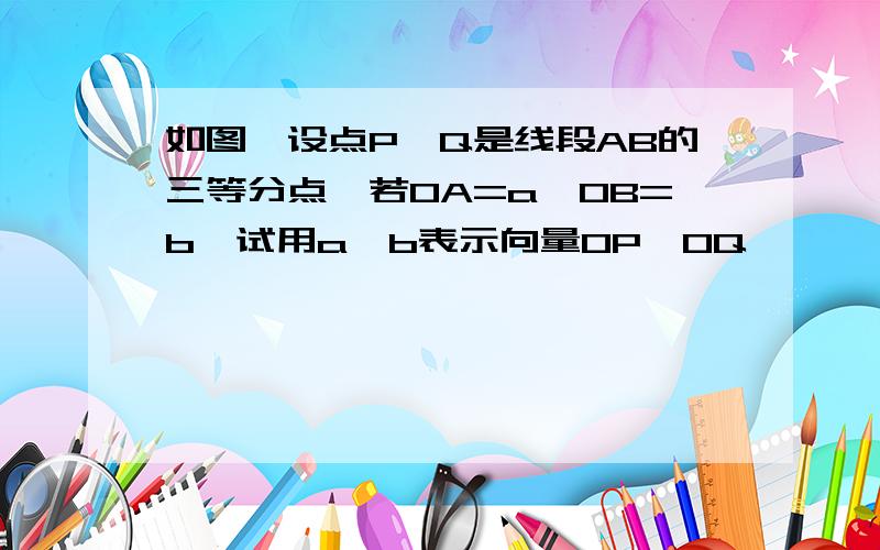 如图,设点P,Q是线段AB的三等分点,若OA=a,OB=b,试用a,b表示向量OP,OQ