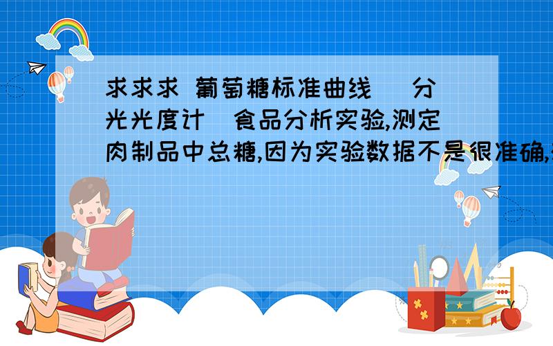 求求求 葡萄糖标准曲线 （分光光度计）食品分析实验,测定肉制品中总糖,因为实验数据不是很准确,想和大家的对比下.在波长625下的标准曲线