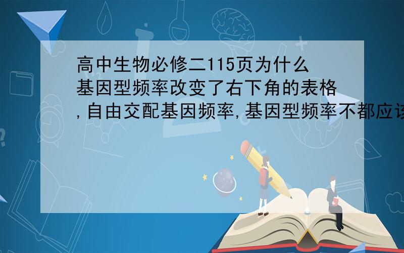 高中生物必修二115页为什么基因型频率改变了右下角的表格,自由交配基因频率,基因型频率不都应该不变吗