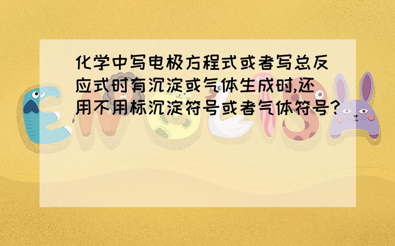 化学中写电极方程式或者写总反应式时有沉淀或气体生成时,还用不用标沉淀符号或者气体符号?