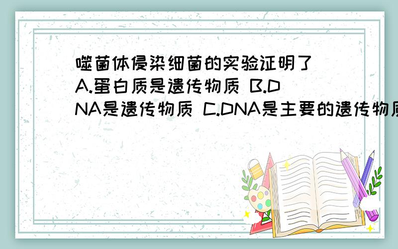 噬菌体侵染细菌的实验证明了 A.蛋白质是遗传物质 B.DNA是遗传物质 C.DNA是主要的遗传物质