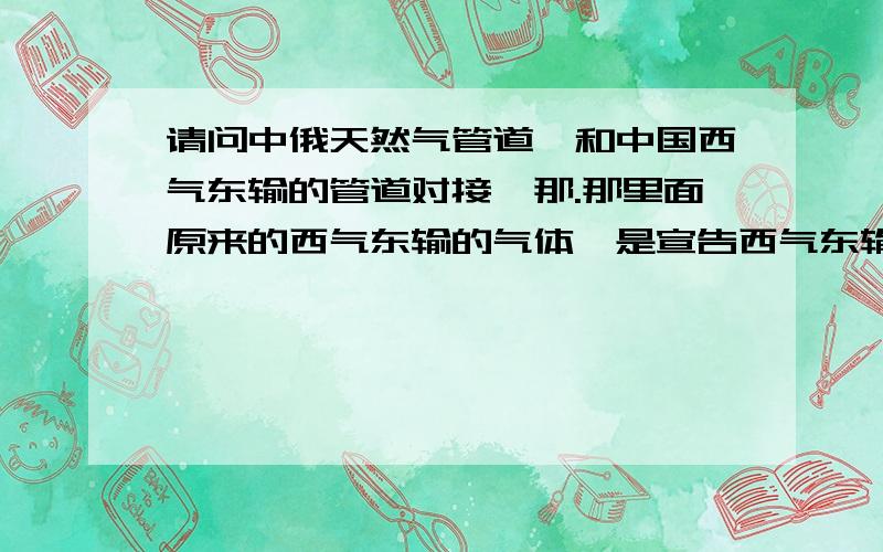 请问中俄天然气管道,和中国西气东输的管道对接,那.那里面原来的西气东输的气体,是宣告西气东输决策失败,还是就进行?如果继续,中国本土西部的气体是和俄罗斯的气体混合,公用一个管线