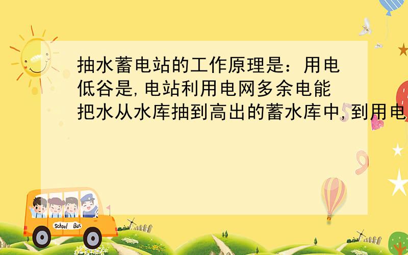 抽水蓄电站的工作原理是：用电低谷是,电站利用电网多余电能把水从水库抽到高出的蓄水库中,到用电高峰时问：若用电低谷时,多余电能10万千瓦时,则该电能可将多少质量的水从水库抽到蓄