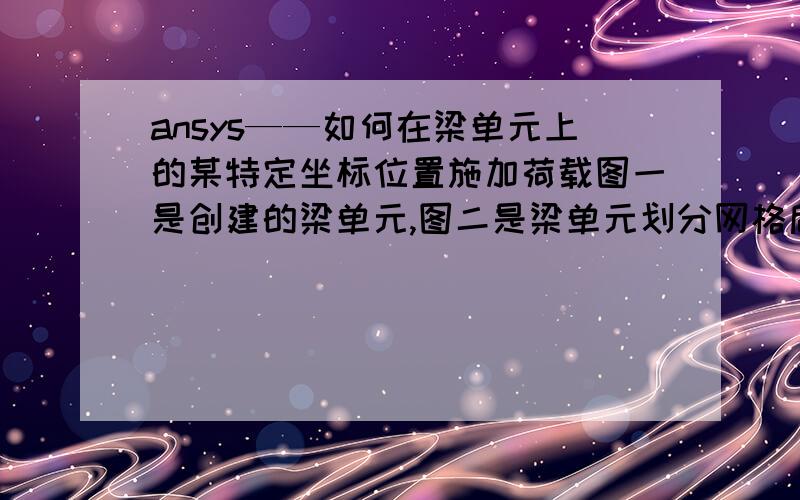 ansys——如何在梁单元上的某特定坐标位置施加荷载图一是创建的梁单元,图二是梁单元划分网格后的样子,我想在红点的位置（0.75,0.1,0）处施加一个位置约束,请问如何实现?说大概的步骤就行