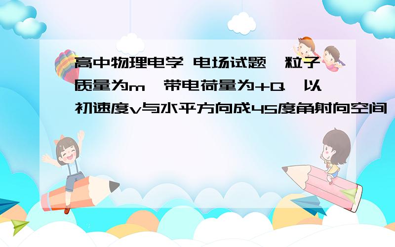 高中物理电学 电场试题一粒子质量为m,带电荷量为+Q,以初速度v与水平方向成45度角射向空间一匀强电场区域,粒子恰好做匀加速直线运动,求这个匀强电场的最小场强的大小,并说明方向.不明白