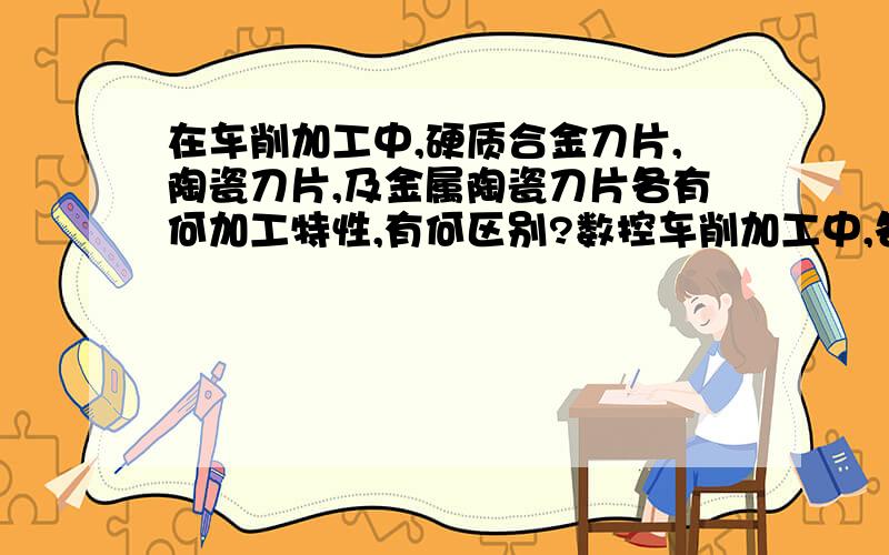 在车削加工中,硬质合金刀片,陶瓷刀片,及金属陶瓷刀片各有何加工特性,有何区别?数控车削加工中,各种车削刀片材料的区别?