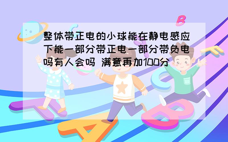 整体带正电的小球能在静电感应下能一部分带正电一部分带负电吗有人会吗 满意再加100分