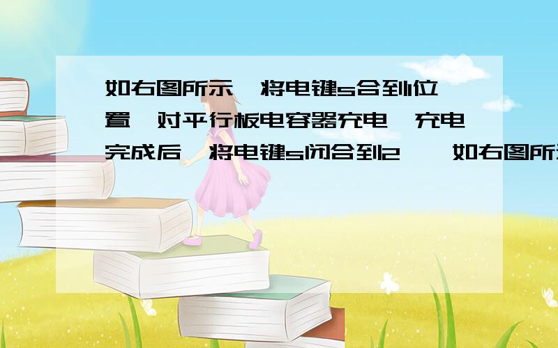 如右图所示,将电键s合到1位置,对平行板电容器充电,充电完成后,将电键s闭合到2……如右图所示,将电键s合到1位置,对平行板电容器充电,充电完成后,将电键s闭合到2位置,让其放电,在电键s闭合