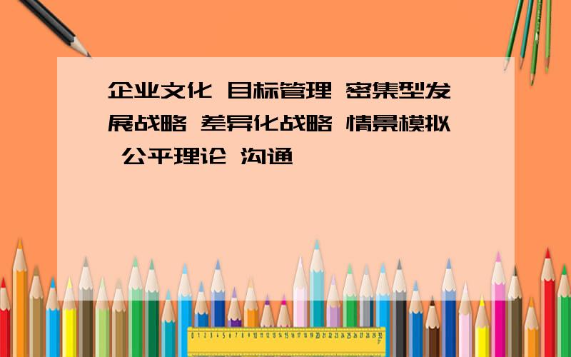 企业文化 目标管理 密集型发展战略 差异化战略 情景模拟 公平理论 沟通