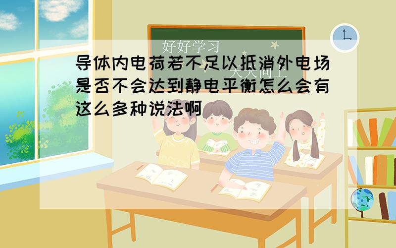 导体内电荷若不足以抵消外电场是否不会达到静电平衡怎么会有这么多种说法啊