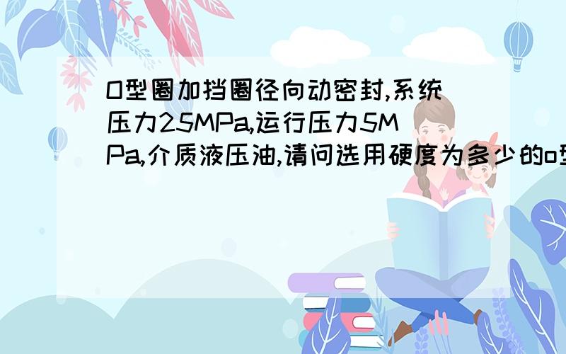 O型圈加挡圈径向动密封,系统压力25MPa,运行压力5MPa,介质液压油,请问选用硬度为多少的o型圈合适