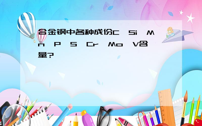 合金钢中各种成份C、Si、Mn、P、S、Cr、Mo、V含量?