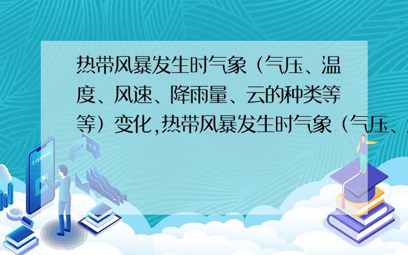 热带风暴发生时气象（气压、温度、风速、降雨量、云的种类等等）变化,热带风暴发生时气象（气压、温度、风速、降雨量、云的种类等）变化主要是温度和降雨量还有风速