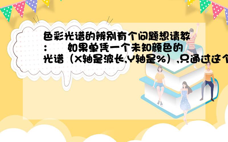 色彩光谱的辨别有个问题想请教： 如果单凭一个未知颜色的光谱（X轴是波长,Y轴是%）,只通过这个光谱的图像（和已知的所有颜色的光谱图作比较）来辨别它是什么颜色,我都需要知道这个