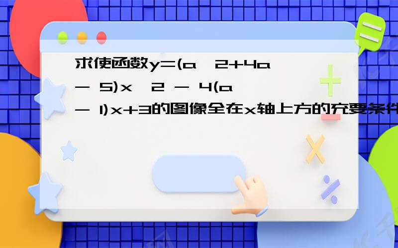 求使函数y=(a^2+4a - 5)x^2 - 4(a - 1)x+3的图像全在x轴上方的充要条件?