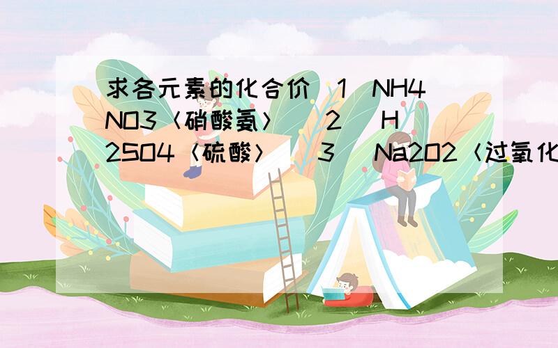 求各元素的化合价（1）NH4NO3＜硝酸氨＞ （2） H2SO4＜硫酸＞ （3） Na2O2＜过氧化钠＞ （4） NaOH＜氢氧化钠＞ 每个元素的化合价都要,就是有根离子的化合价怎么算?