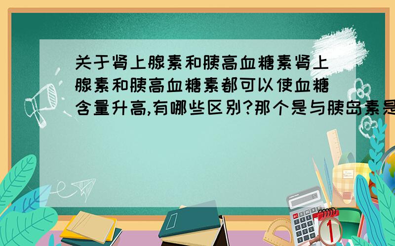 关于肾上腺素和胰高血糖素肾上腺素和胰高血糖素都可以使血糖含量升高,有哪些区别?那个是与胰岛素是相互拮抗的关系?平时血糖升高是哪个分泌增加了?