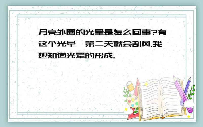 月亮外圈的光晕是怎么回事?有这个光晕,第二天就会刮风.我想知道光晕的形成.