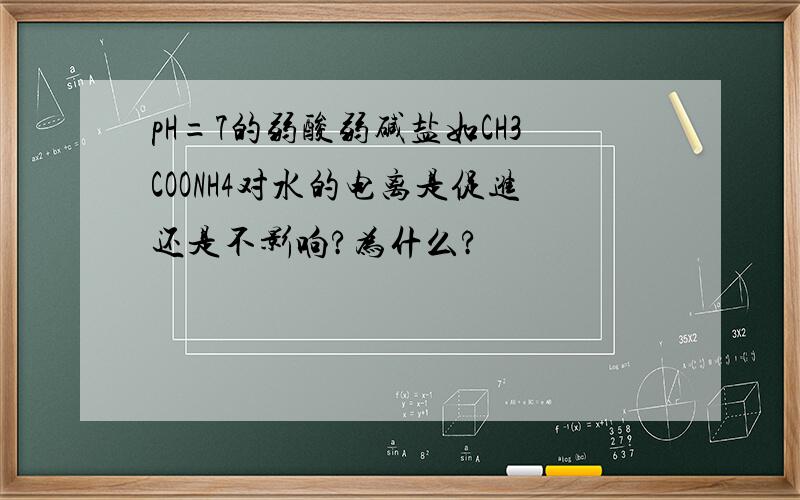 pH=7的弱酸弱碱盐如CH3COONH4对水的电离是促进还是不影响?为什么?