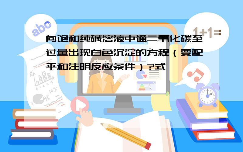 向饱和纯碱溶液中通二氧化碳至过量出现白色沉淀的方程（要配平和注明反应条件）?式