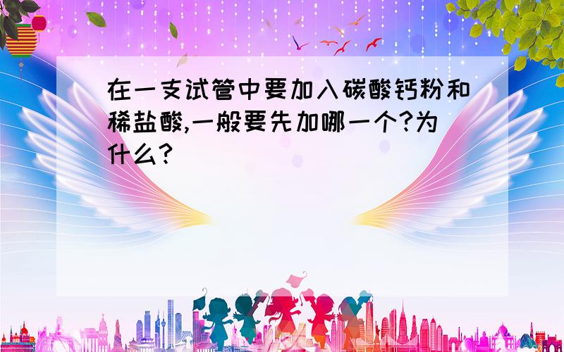 在一支试管中要加入碳酸钙粉和稀盐酸,一般要先加哪一个?为什么?