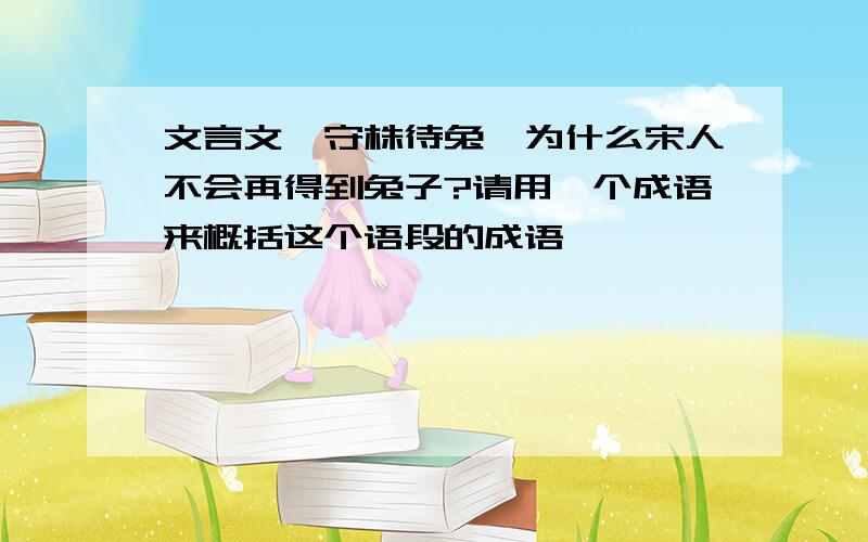 文言文《守株待兔》为什么宋人不会再得到兔子?请用一个成语来概括这个语段的成语