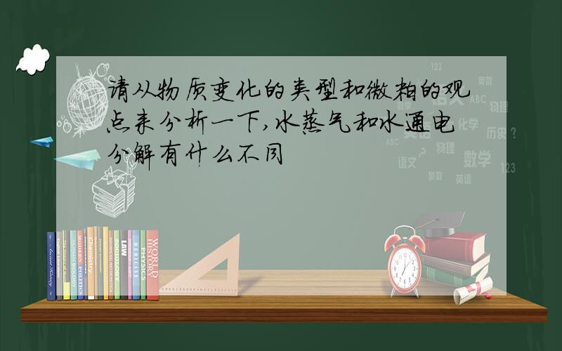 请从物质变化的类型和微粒的观点来分析一下,水蒸气和水通电分解有什么不同