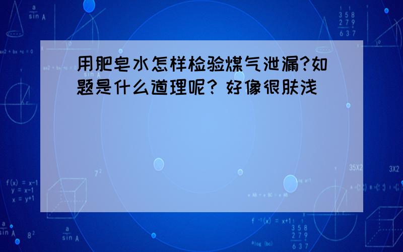 用肥皂水怎样检验煤气泄漏?如题是什么道理呢？好像很肤浅